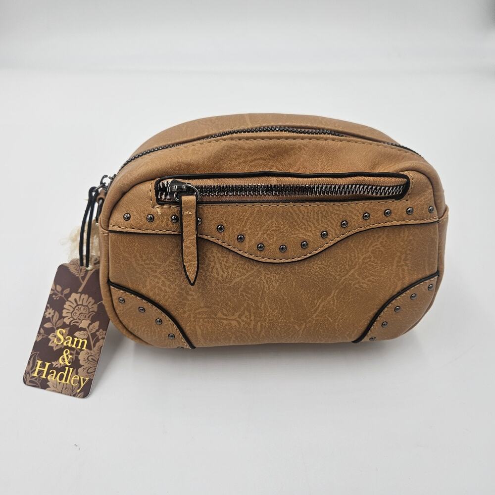 Sam & Hadley Camera Bag Metal Studs Vegan Leather No Crossbody Strap 3.5x5x8.5